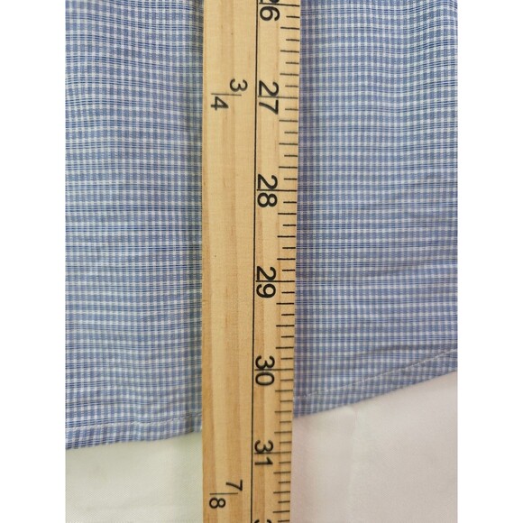 Chaps Men’s Size Medium Poplin Stretch‎ Blue White Checkered Shirt Sleeve Shirt - Picture 7 of 7